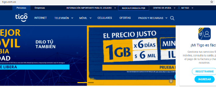 Pag web Tigo Página Tigo